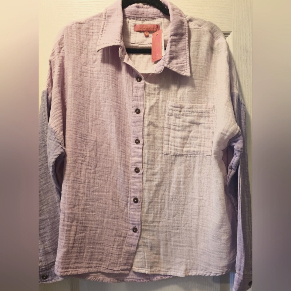 NWT Simply Southern Ombre LS Gauze Type Shirt L